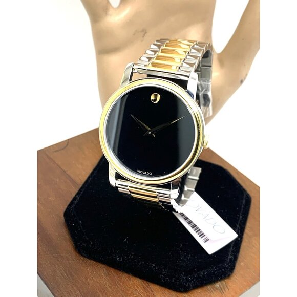 Movado Men's Watch 2100016 Museum Black Dial Swiss Quartz Two Tone Steel 39mm - Picture 13 of 14